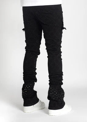 Guapi Obsidian Black Embellished Megabat Denim